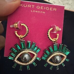Kurt Geiger Green Eye Hoop Earrings